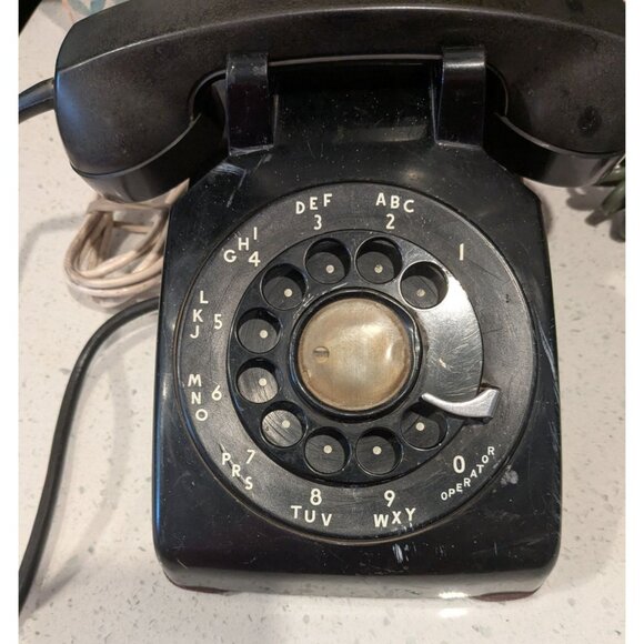 Vintage Black Rotary Dial Telephone C/D 500 3/55 with Cord - Picture 11 of 15
